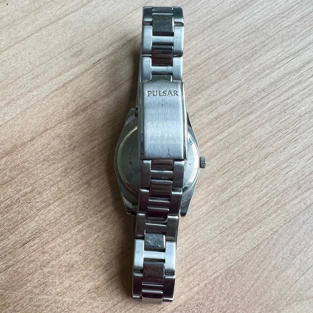 Pulsar ladies brown dial silver tone retro dress watch NEW BATTERY